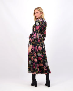 *FINAL SALE*   Velvet Wrap Dress in Large Floral