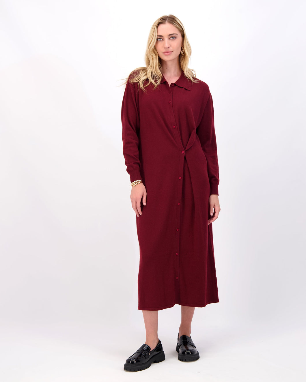 *FINAL SALE*   Knit Cardigan Dress in Burgundy