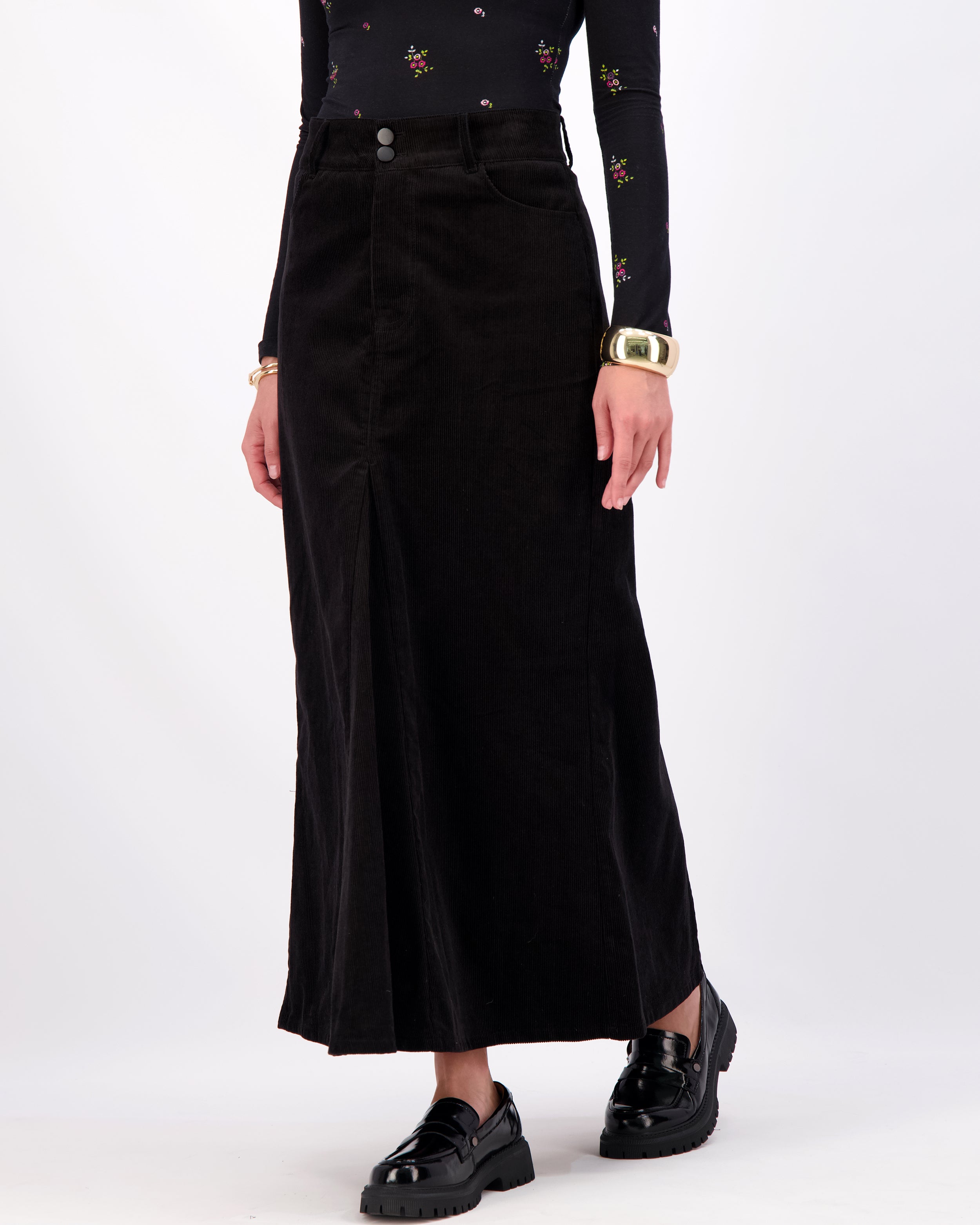 FINAL SALE Corduroy Skirt in Black POPPY NEW YORK