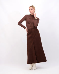 *FINAL SALE*   Corduroy Skirt in Brown