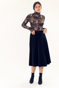 **FINAL SALE** Pleated Midi Velvet Skirt