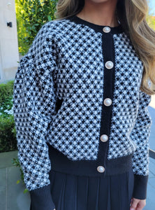 **FINAL SALE** Chunky Knit Houndstooth Sweater